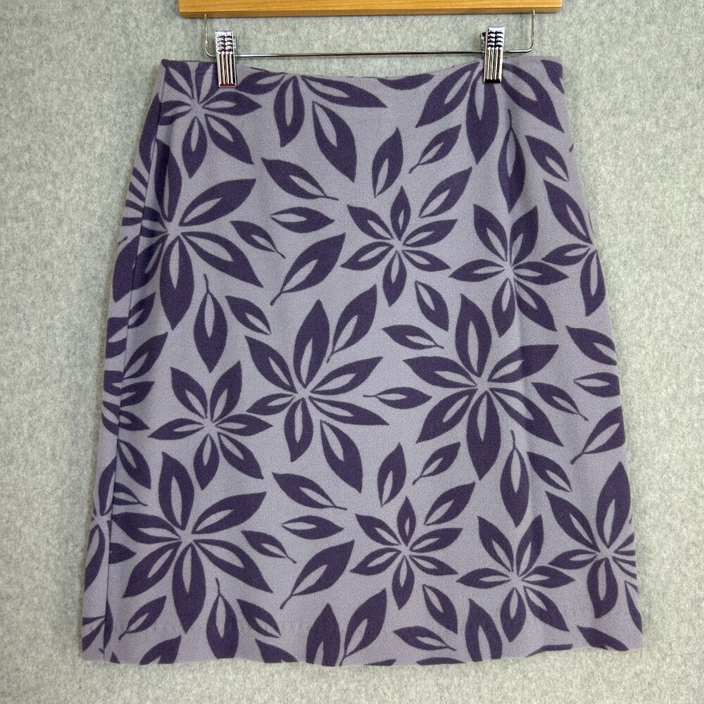 Boden Size 12 UK/8 US Regular Purple Floral Patterned Wool Blend Skirt Pencil
